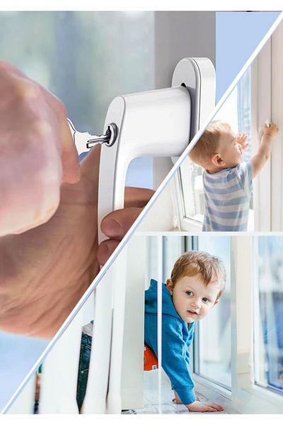 Kenet Ticaret Lockable Aluminum Security Window Handle with White Key