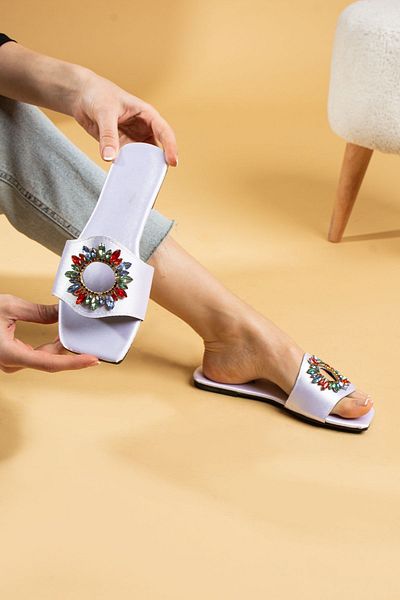 topukludünyası Evening Dress Stoned Satin Slippers
