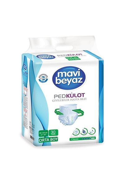 Mavi beyaz Pad Panties Adult Patient Diapers Medium Size-medium 30 Uses