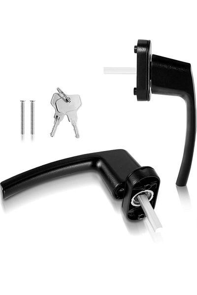 Kenet Ticaret Lockable Security Window Handle-With Key Aluminum Material (Black)
