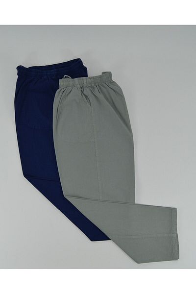 Kidiba Large Size Men's Trousers - 100% Cotton, 2 Pack, Hambez Washed
