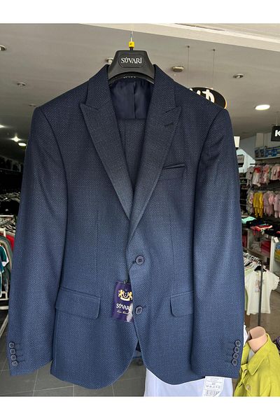 SÜVARİ Blue Puffy Slim Fit Parliament Suit