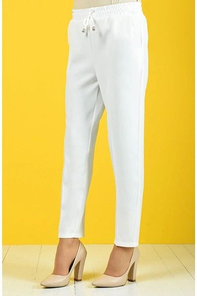 FEVİLLE White Elastic Women's Carrot Trousers