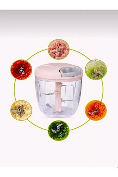 Global Ersat Large Size Practical Chopper with 5 Blades and String Hand Rondosu - 1000 ml