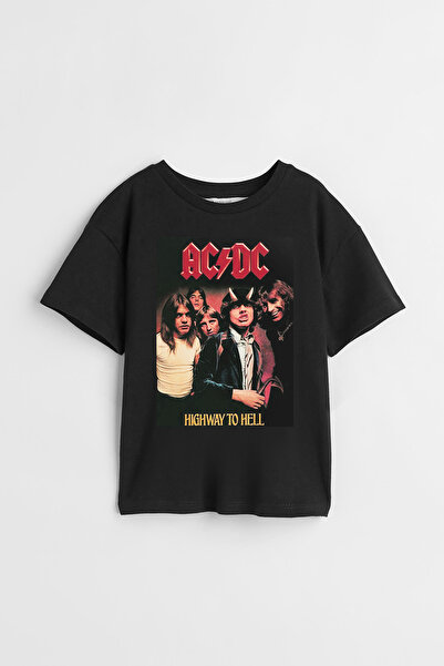 Darkia تي شيرت للأطفال للجنسين بتصميم مطبوع عليه فرقة موسيقى الروك AC DC High...