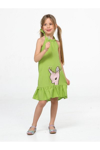 Casabony Rochie de fată verde cu volant Gazelle
