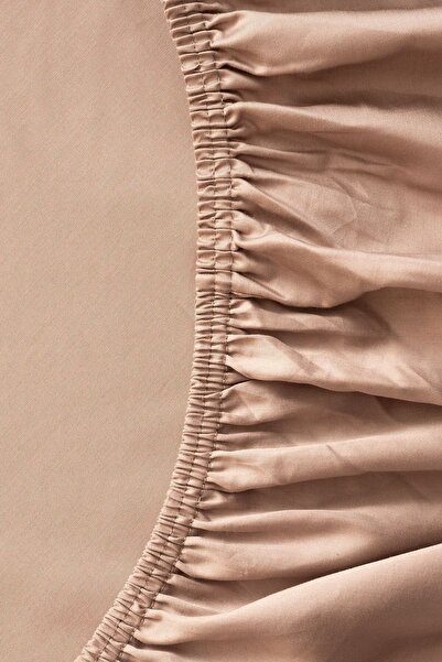 Penelope Lia Series - 100% Cotton Satin Sheet Set, 200X200 cm Stone, Elastic