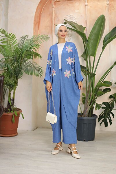 SHİROSA Σετ κιμονό με διπλό σχέδιο λουλουδιών