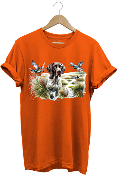 WİDİ Tricou portocaliu cu croiala normală cu imprimeu de copac în natură pent...