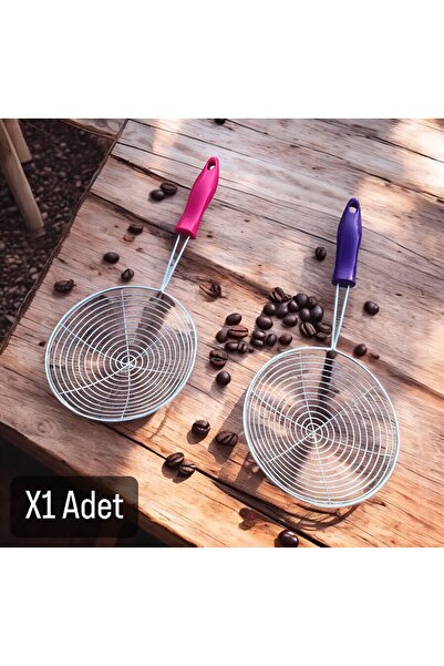 Metler Plastik Saplı Paslanmaz Çelik Kızartma Kevgiri, Yağ Süzgeci, Çelik Tel...