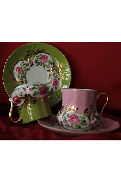 BY.RAYKA PORSELEN El Dekor Palace Porcelain Hand Painted Double Cup Set