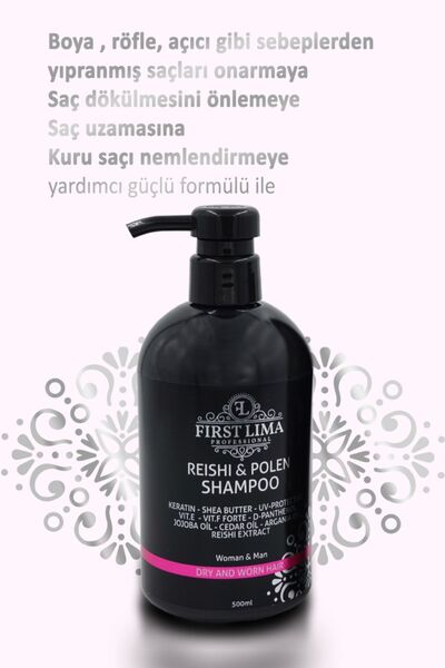First Lima Professional Yıpranmış Saçlar Için Keratin Bakım Seti: Reishi & Polen Şampuan - Keratin Complex - Hair Serum