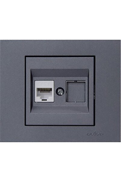 OVİVO Grano Füme Tekli Data Prizi 1*rj45 Cat6 (İNTERNET PRİZİ)