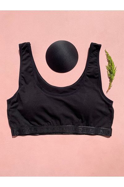 LEYNA BUTİK 3-Pack Cotton Half Tank - Removable Pad, Black Color, M=70-75 L=80-85 XL=90-95 2XL=100-105