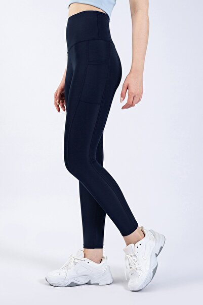 The Step Sports Recuperare cu talie înaltă pentru femei Spocket, albastru închis, jambiere yoga 25"