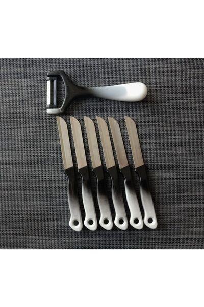 Solingen Meyve Sebze Bıçağı siyah ebruli Ve Soyacak 7'li