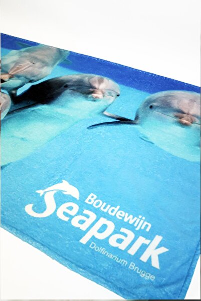 ATACA TEKSTİL Dolphin Patterned Printed Cotton Beach Towel - 75x150 cm