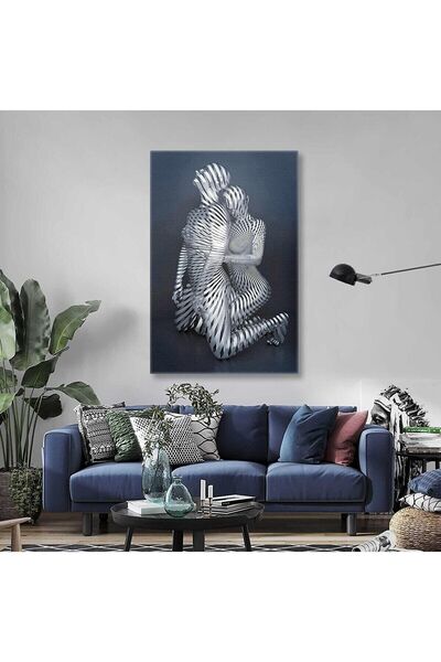 Şehzat Design Sarılan Metal Çift Dekoratif Dikey Kanvas Tablo