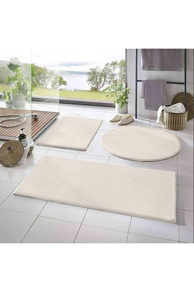 Valery Home Vl Washable Non-Slip Base Post Plush Bath Mat Triple Set Ecru