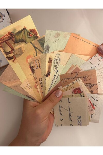 SF SCRAPBOOK KIRTASİYE 30 Parça Mektup Desenli Scrapbook Kağıt Seti Vintage S...