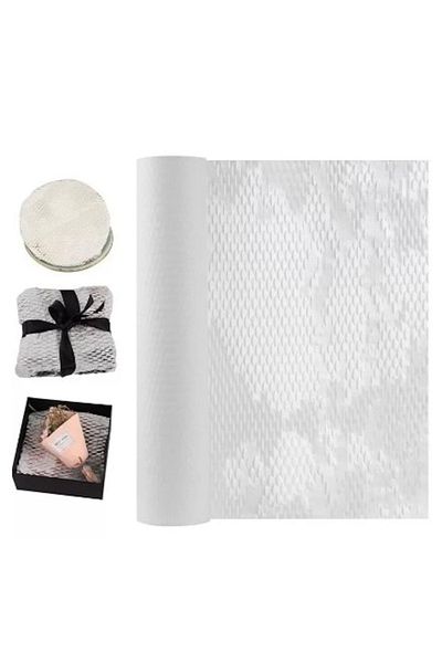 roco paper ورق تغليف حشو على شكل قرص العسل 38 سم × 5 متر - أبيض