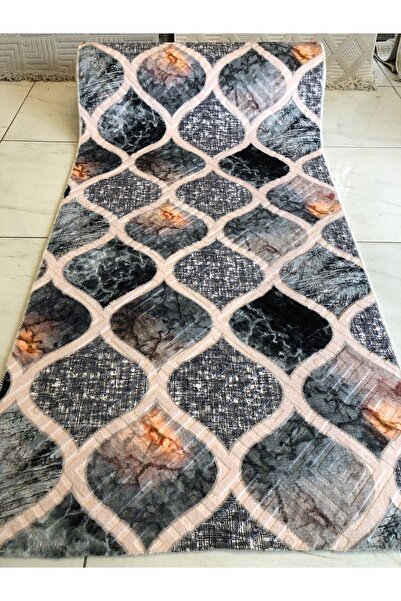 Sarar Kabartmalı Halı Dokusunda Jel Kaymaz Taban Yıkanabilir Kesme Yolluk Üst Kalite Vintage Modern Desen