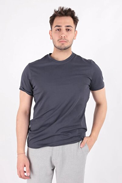 Cazador ERKEK YAZLIK ANTRASİT CAZADOR %100 PAMUK BİSİKLET YAKA KISA KOL DÜZ E...