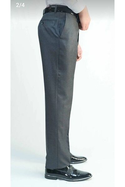 Rewoly Men's Smoke Color Classic Cut Fabric Trousers