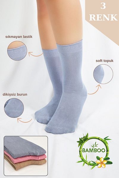 KRAL SOCKS Дамски чорапи, абсорбиращи потта, безшевни, изключително меки модели, дълги бамбукови чорапи (3 ЧИФТА) асортимент цвят