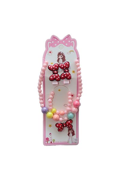 DM ONLINE Pearl Bead Model - Red Polka Dot Children's Jewelry Set