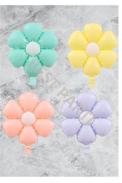 BEST PARTİ DOĞUM GÜNÜ PARTİ SÜSLERİ 4-Piece Daisy Foil Balloon Set - Mixed-5