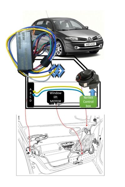 Yerlikit Megane 2 Kumandadan Katlanır Kontaktan Açılır Ayna Modülü
