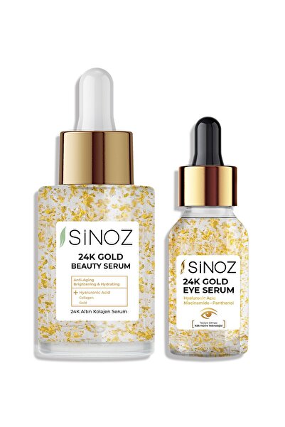 SİNOZ Sinoz 24K Yüz Bakım Serumu 30 ml + 24K Altın Göz Çevresi Serumu 10 ml Seti