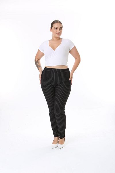 Esina Women's Striped Crepe Ankle Pants