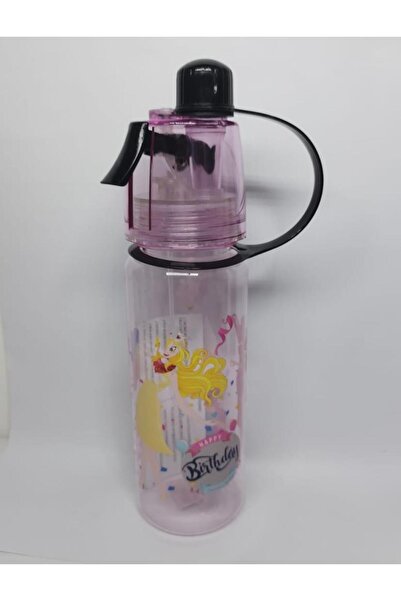 abnturk Pembe Happy Birthday Serinleten Spreyli Suluk Kırılmayan Matara 600ML...