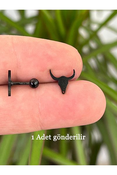 Karınca Piercing Black Bull Tragus Helix - Flat Inner Conch Piercing Surgical Steel Earrings