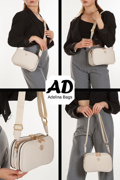 Adelina Bags حقيبة كتف نسائية بتفاصيل البرسيم - حزام متقاطع