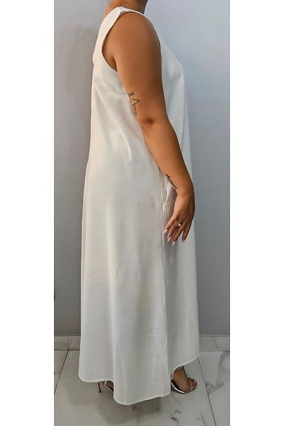 Butik Nilyam Αμάνικο μάξι φόρεμα V λαιμόκοψης - Plus Size 24135