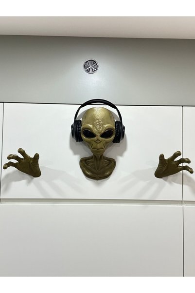 IK3D Alien Uzaylı Duvar Dekorasyonu Veya Kulaklık Tutucu Kulaklık Standı