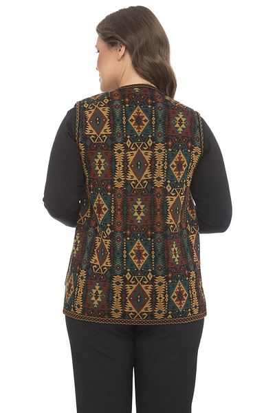 Mutlu City Ethnic Patterned Mother Vest - Classic Knitwear, Kilim Knit 1052
