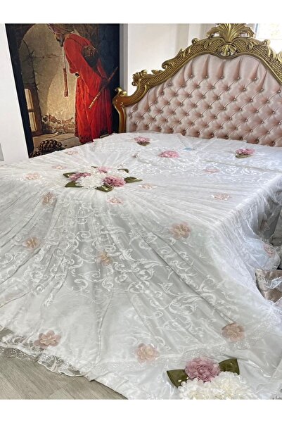 NASHOME TEKSTİL Yatak Örtüsü Takımı Çeyizlik 4 Parça Hülya