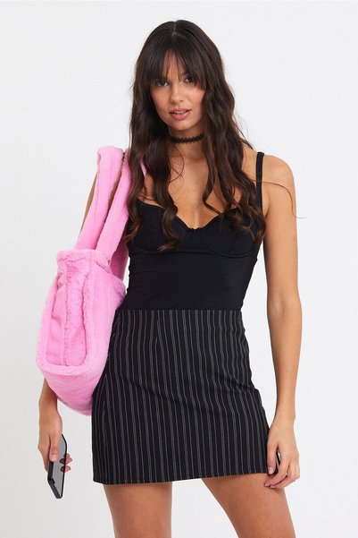 fluffy Cindy Pink Juicy Tote Kadın Peluş Omuz Çantası (40*30)