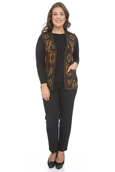 Mutlu City Ethnic Patterned Mother Vest - Classic Knitwear, Kilim Knit 1052