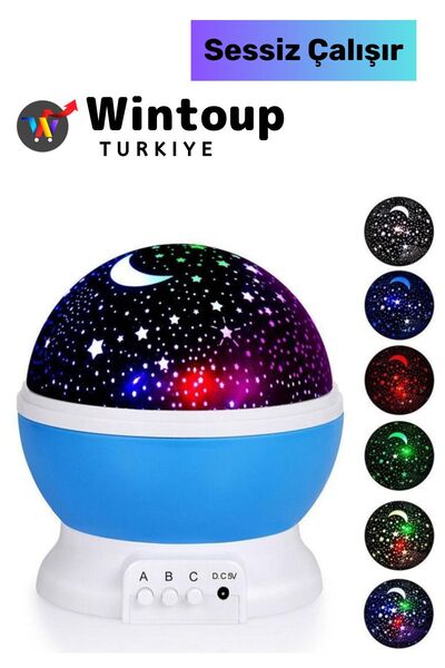 Wintoup Renkli Yıldızlı Gökyüzü Projeksiyon Gece Lambası Tavana Yansıtma Çocu...