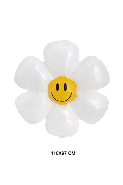 LOTUS PARTY Smiling Face Themed Birthday Set Smiling Face Daisy Printed Foil Balloon Smiling Latex Balloon 1 Year Old