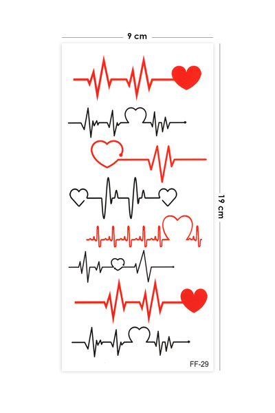 BP Tattoo Pulse Geçici Dövme Ritim Kalp Atışı Nabız Dövmesi Unisex