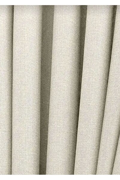 CEMRE Fon Doğal Antibakteriyel Keten Krem 1/3 Sık Pile (TEK KANAT) Kırışmaz T...