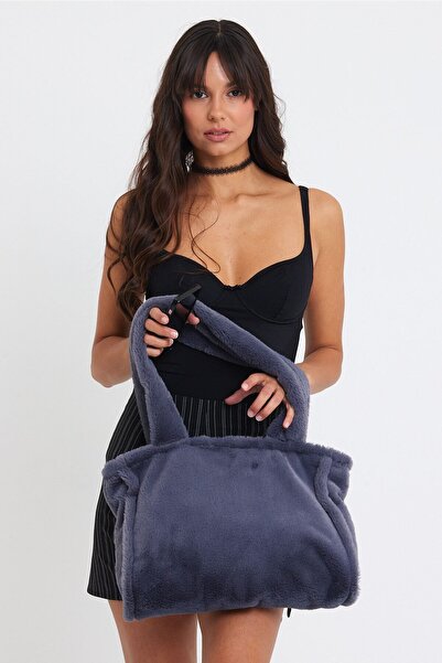 fluffy Grey Juicy Tote Жіноча плюшева сумка через плече (40*30)