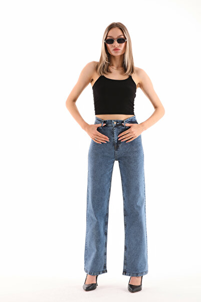 Livik Fashion Nova Gold - Blugi din denim cu talie super înaltă și picioare l...