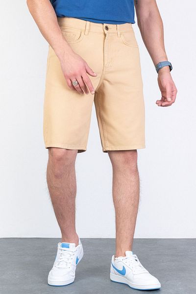 HLT JEANS Ανδρικό μπεζ φαρδύ με χαλαρή κοπή 100% βαμβακερό τζιν φαρδύ τζιν Τζιν σορτς MARTIN-ΜΠΕΖ